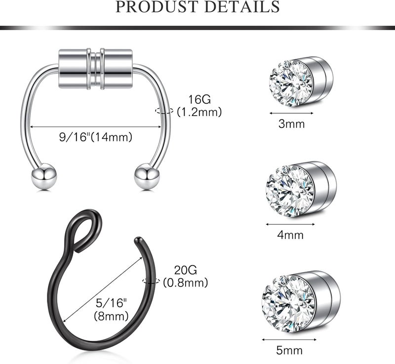 AVYRING Fake Nose Ring Fake Piercings Fake Nose Rings Nose Cuffs Fake Nose Piercing Fake Nose Hoop Faux Nose Rings for Women Faux Nose Ring Fake Piercing Fake Nose Cuff Sliver Gold Black - Image 2